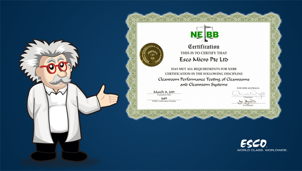 Компания Esco получила сертификат NEBB в испытании на производительность чистых помещений